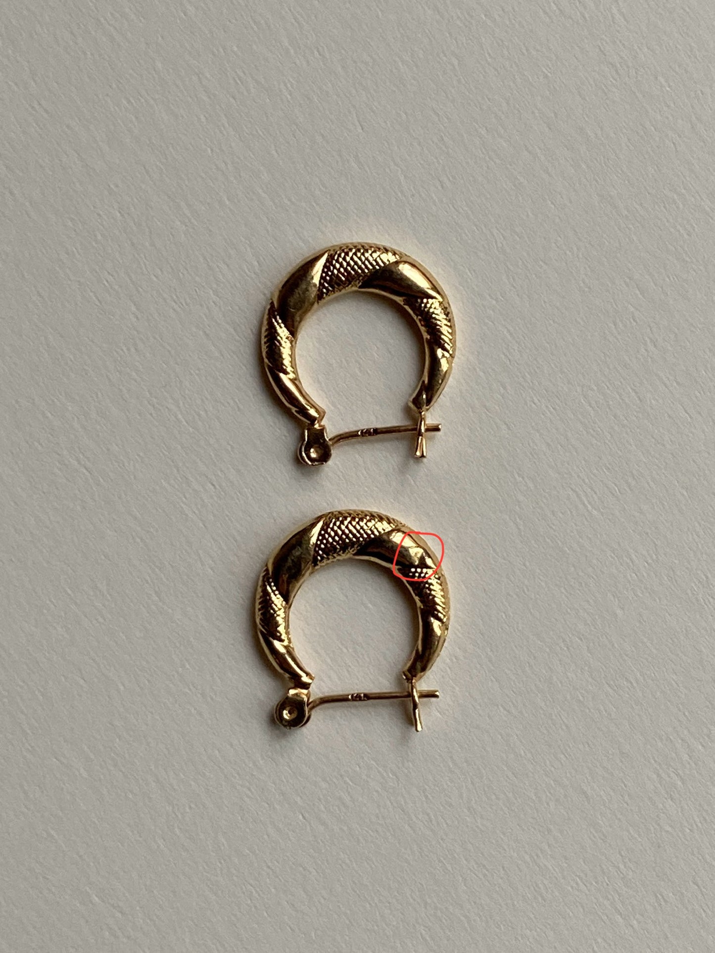 Vintage 14K Solid Yellow Gold Huggie Hoops