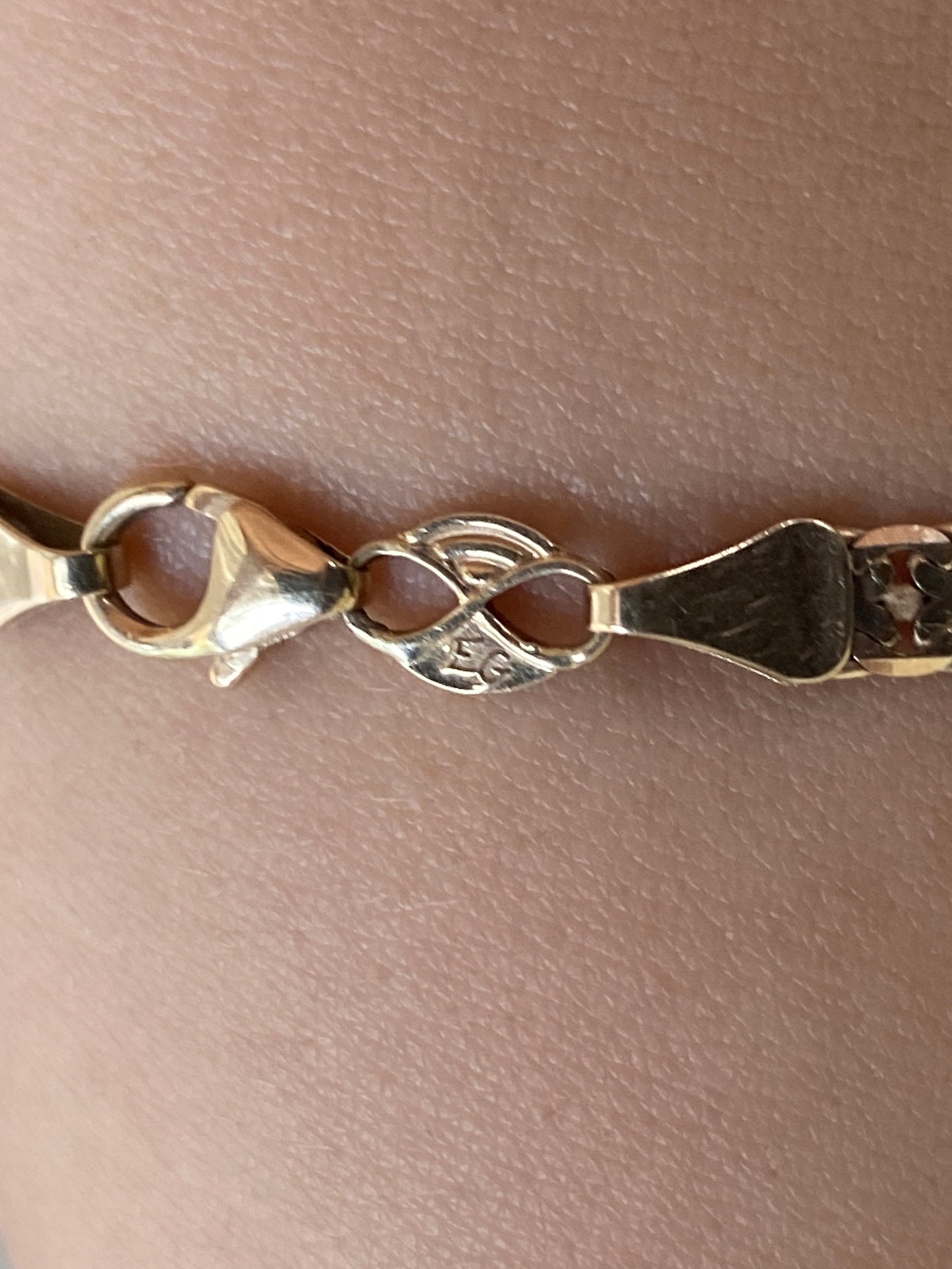 VINTAGE 14K GOLD FLAT CHAIN BRACELET, 7 11/16"