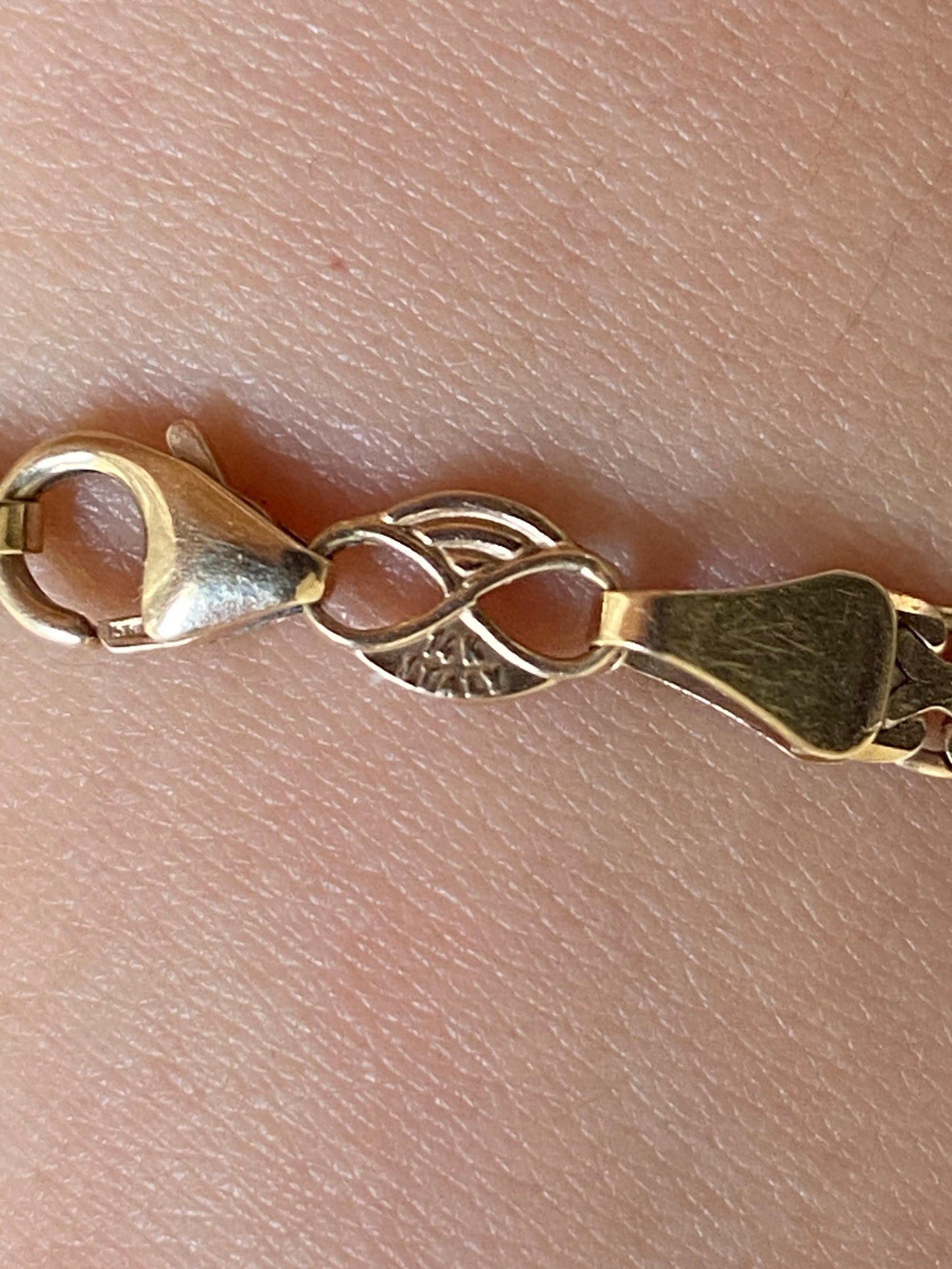 VINTAGE 14K GOLD FLAT CHAIN BRACELET, 7 11/16"