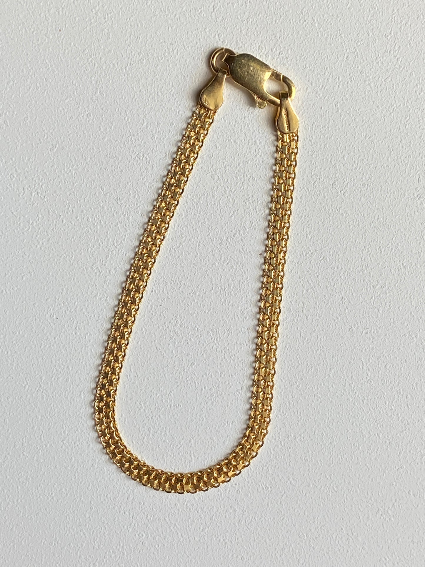 VINTAGE 14K GOLD BISMARK BRACELET, 7 3/16" x 3.74 MM