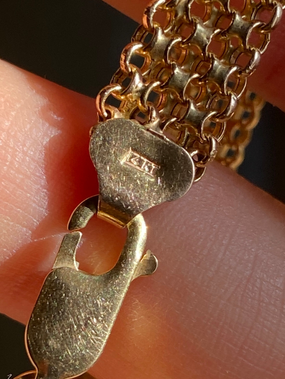 VINTAGE 14K GOLD BISMARK BRACELET, 7 7/8" x 8 MM