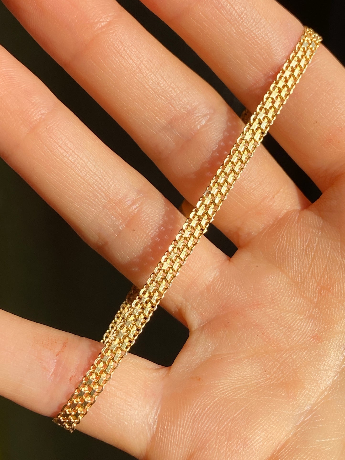 VINTAGE 14K GOLD BISMARCK BRACELET, 7 3/16" x 3.74 MM