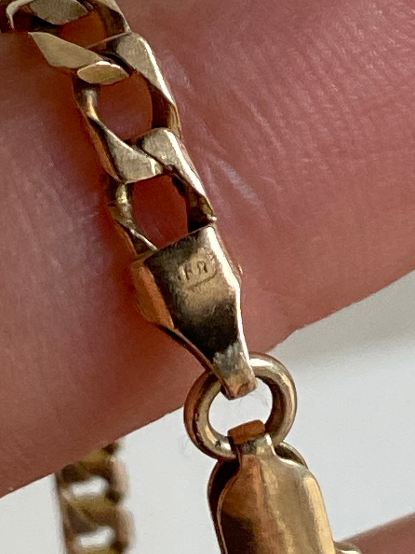 VINTAGE 14K GOLD CURB CHAIN BRACELET, 8 5/16" x 3 MM