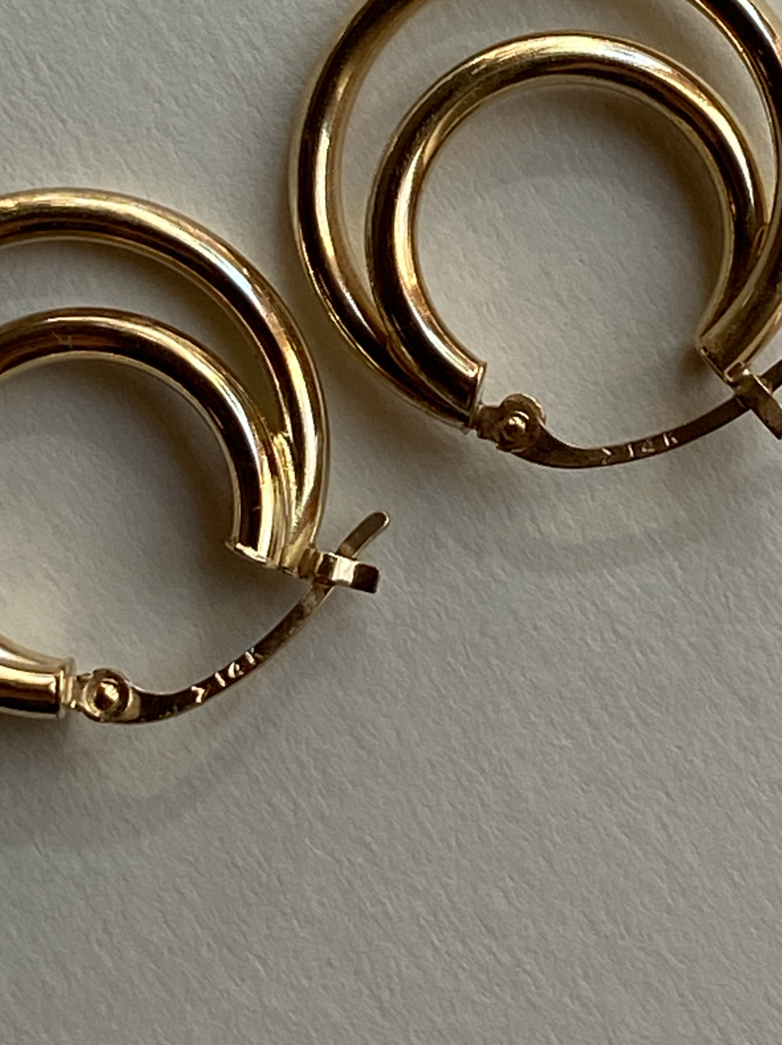 Vintage 14K Solid Yellow Gold Double Hoops