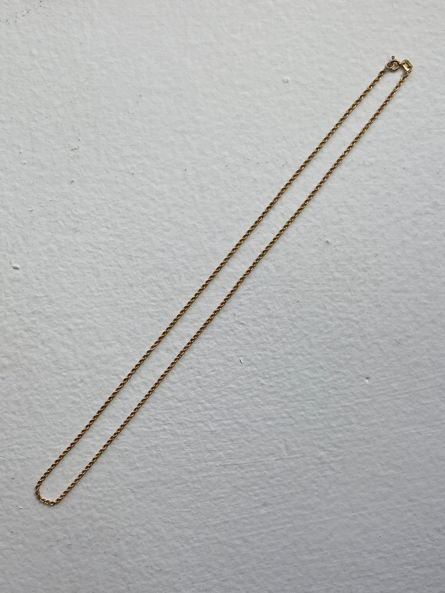 VINTAGE 14K GOLD ROPE CHAIN NECKLACE, 16 1/8"