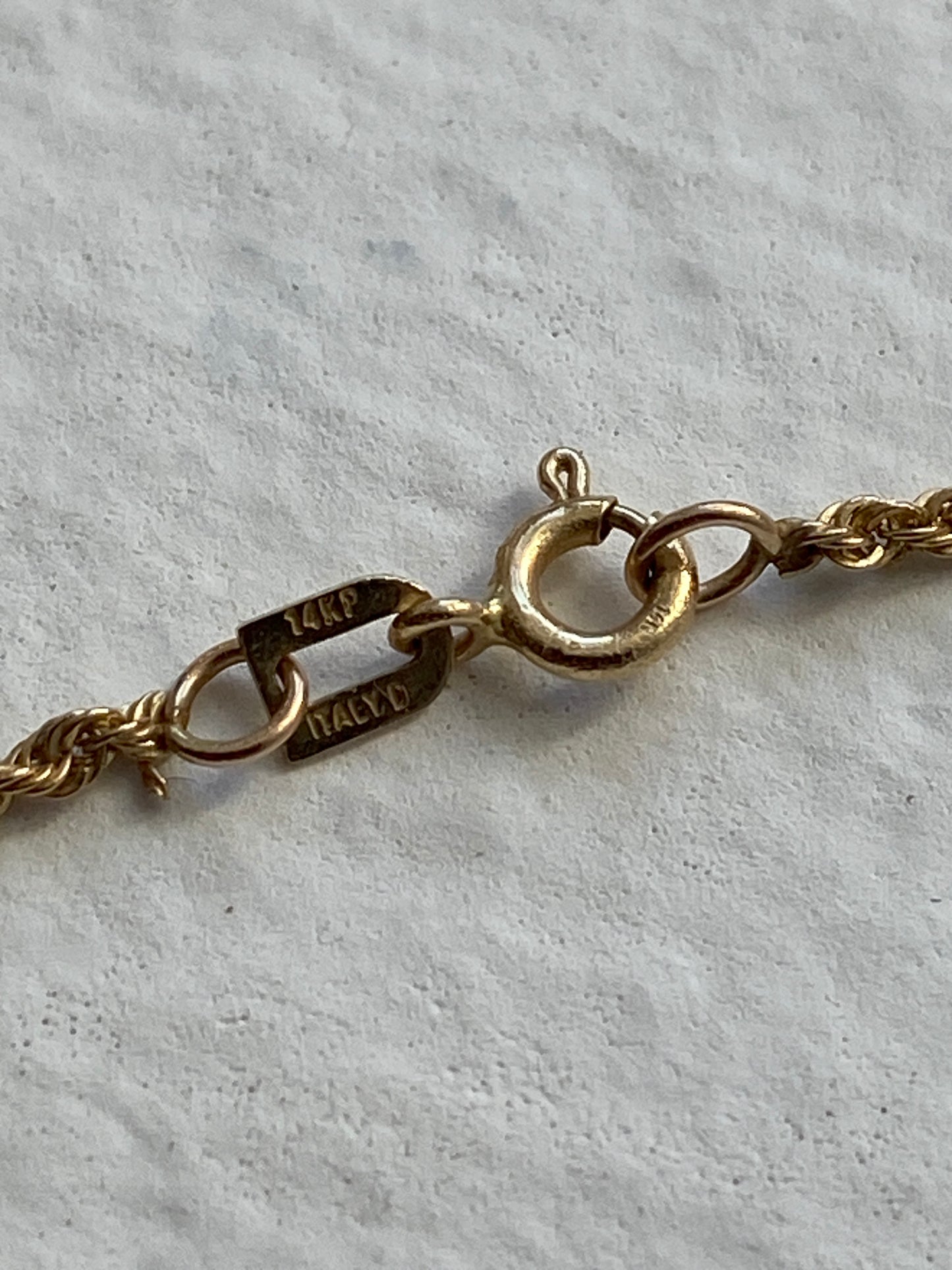 VINTAGE 14K GOLD ROPE CHAIN NECKLACE, 16 1/8"