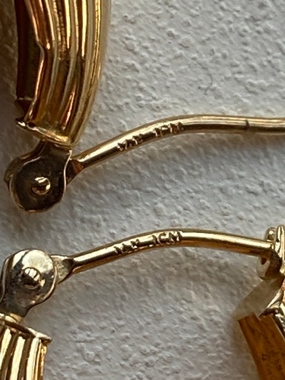 VINTAGE 14k GOLD OVAL HOOPS, 23 MM x 16 MM