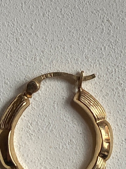 VINTAGE 14K GOLD HOOPS, 22 MM x 19 MM