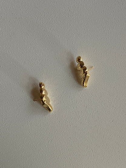 Vintage 14K Solid Yellow Gold Angel Wing Studs