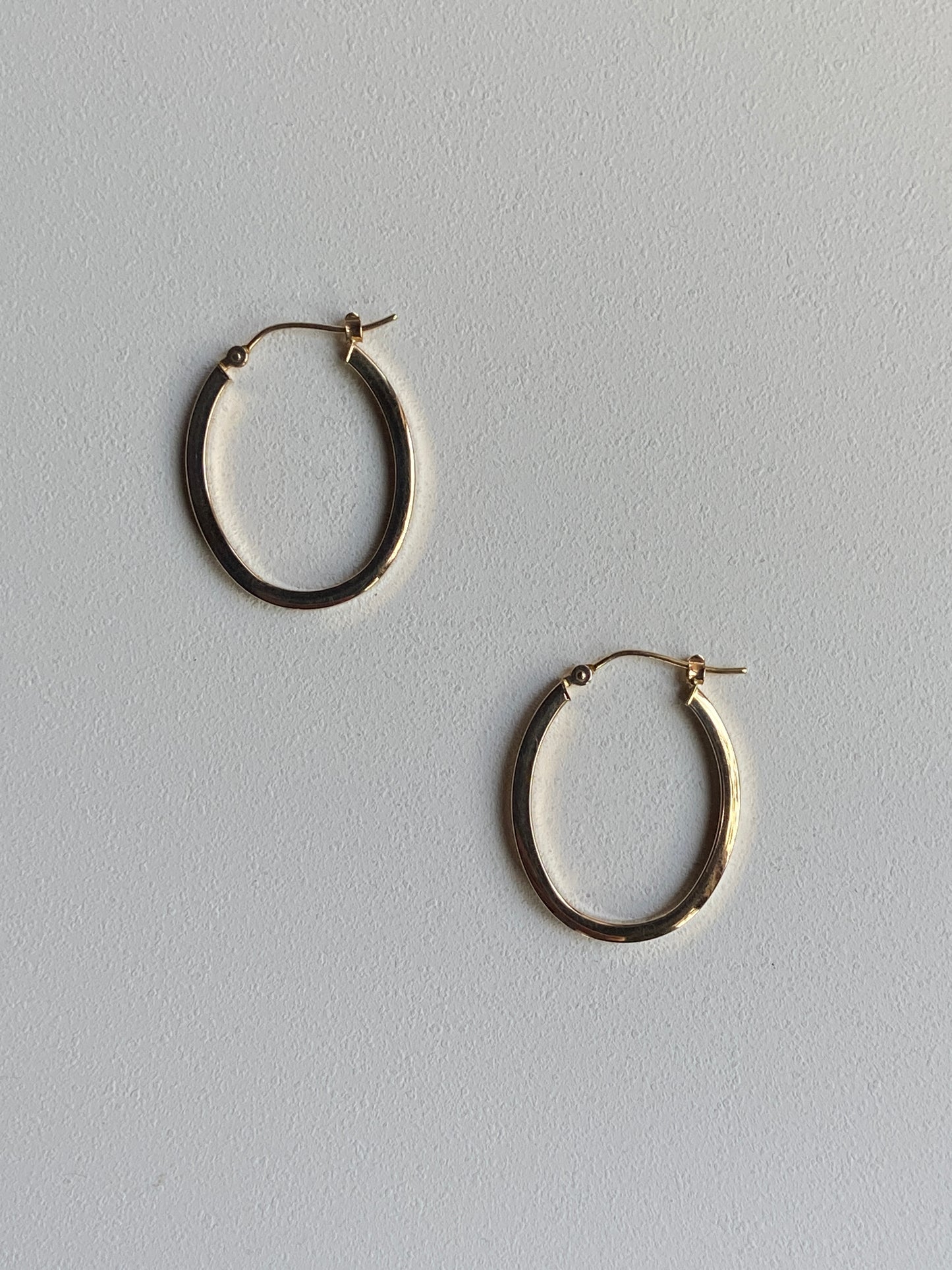 Vintage 14K Solid Yellow Gold Oval Hoops