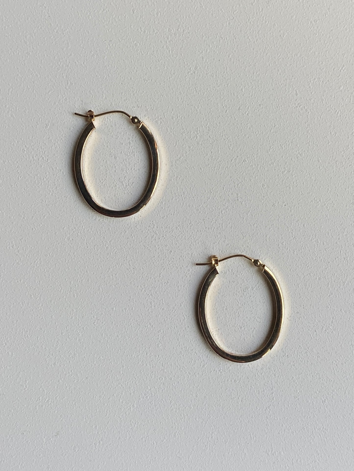 Vintage 14K Solid Yellow Gold Oval Hoops