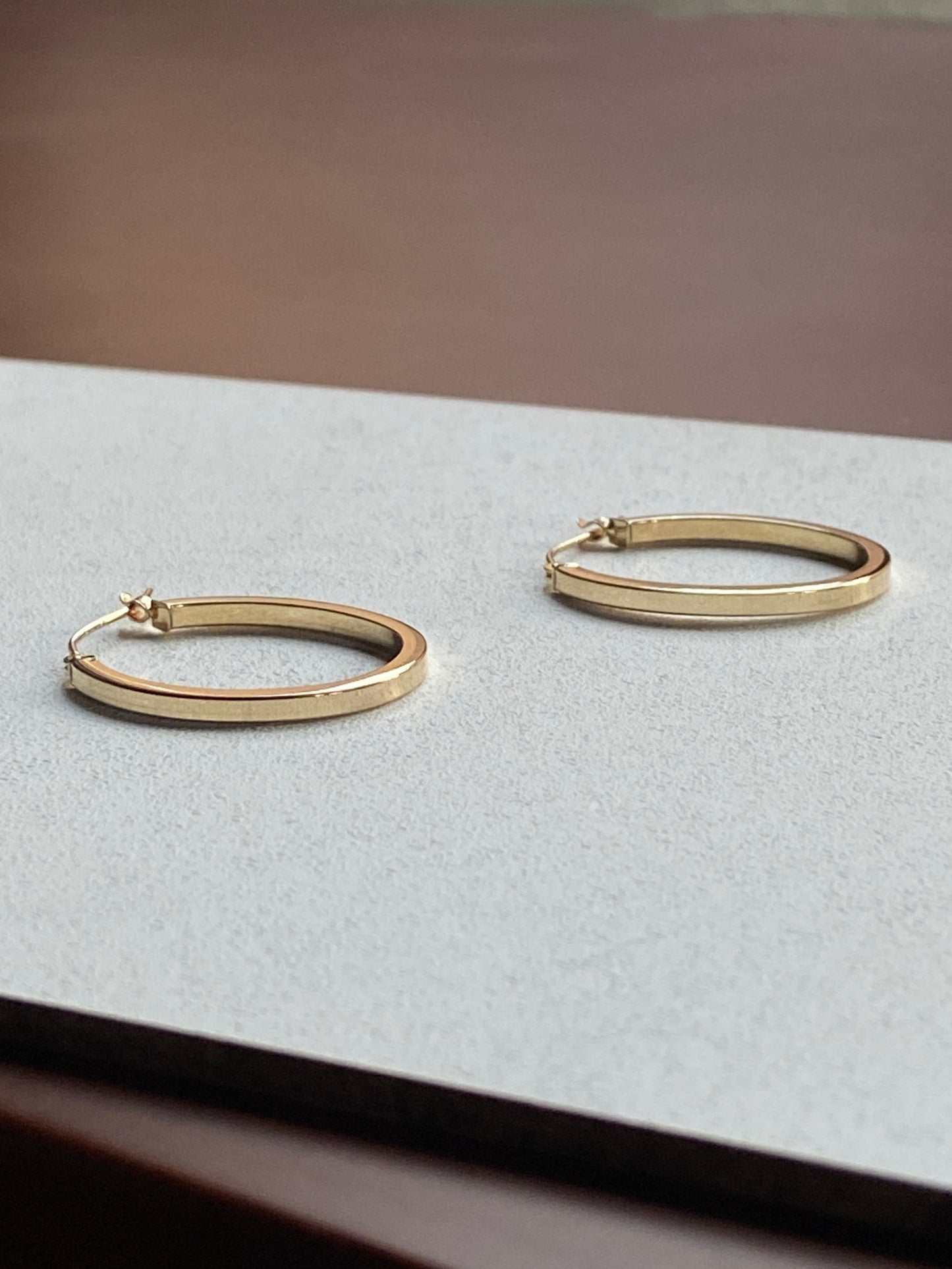 Vintage 14K Solid Yellow Gold Oval Hoops