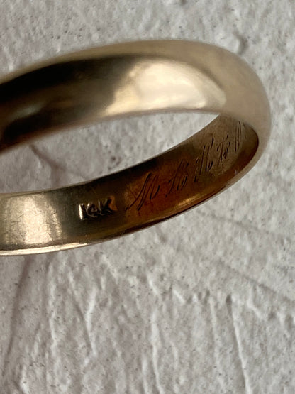 VINTAGE 1940s 14K GOLD BAND, SIZE 10.5