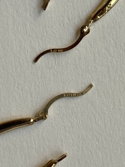 Vintage 14K Solid Yellow Gold Oval Hoops