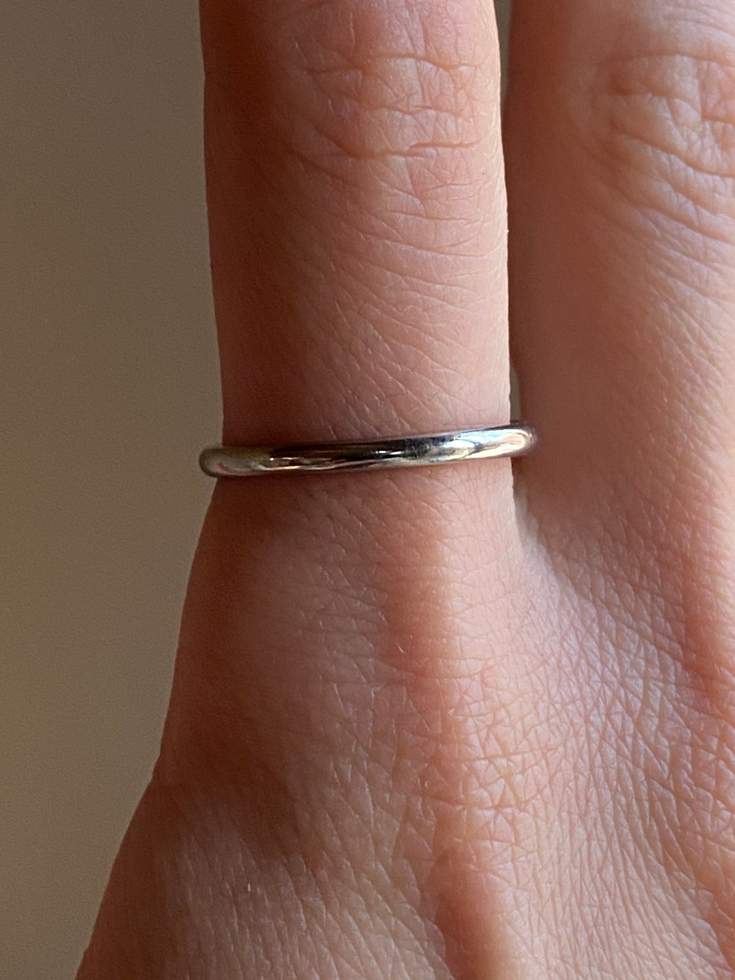 Vintage 14K Solid White Gold Band, Size 8