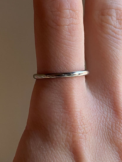Vintage 14K Solid White Gold Band, Size 8