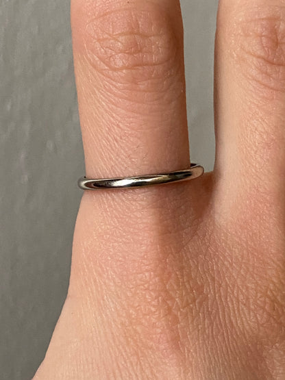 Vintage 14K Solid White Gold Band, Size 8
