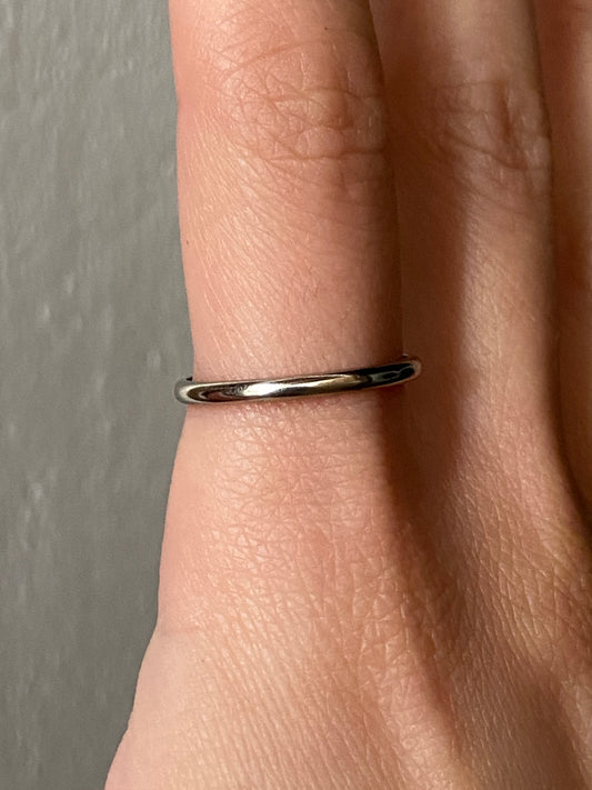 Vintage 14K Solid White Gold Band, Size 8