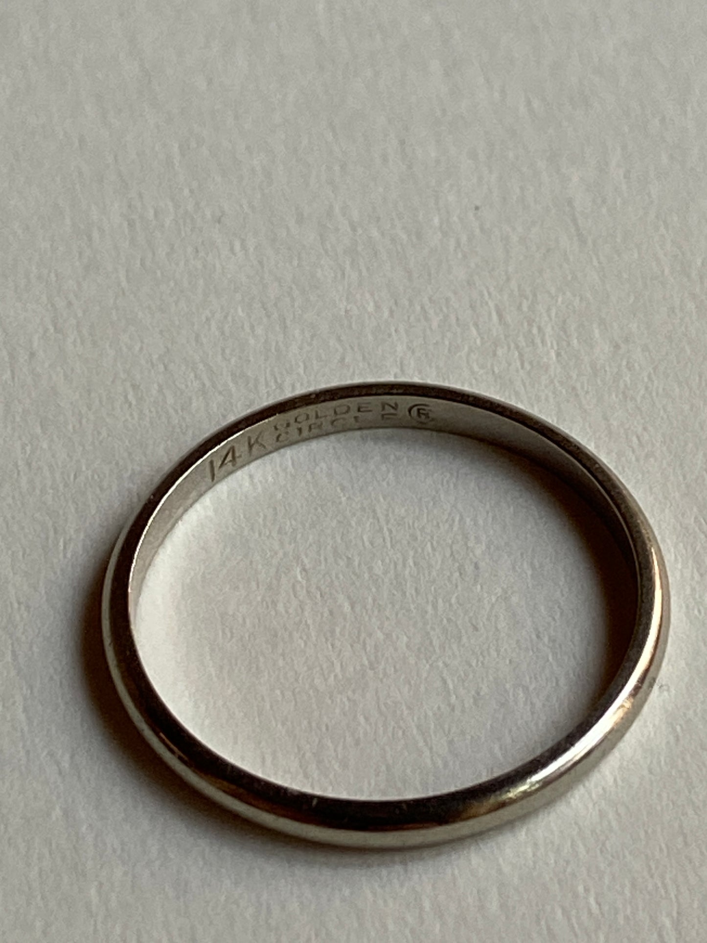 Vintage 14K Solid White Gold Band, Size 8