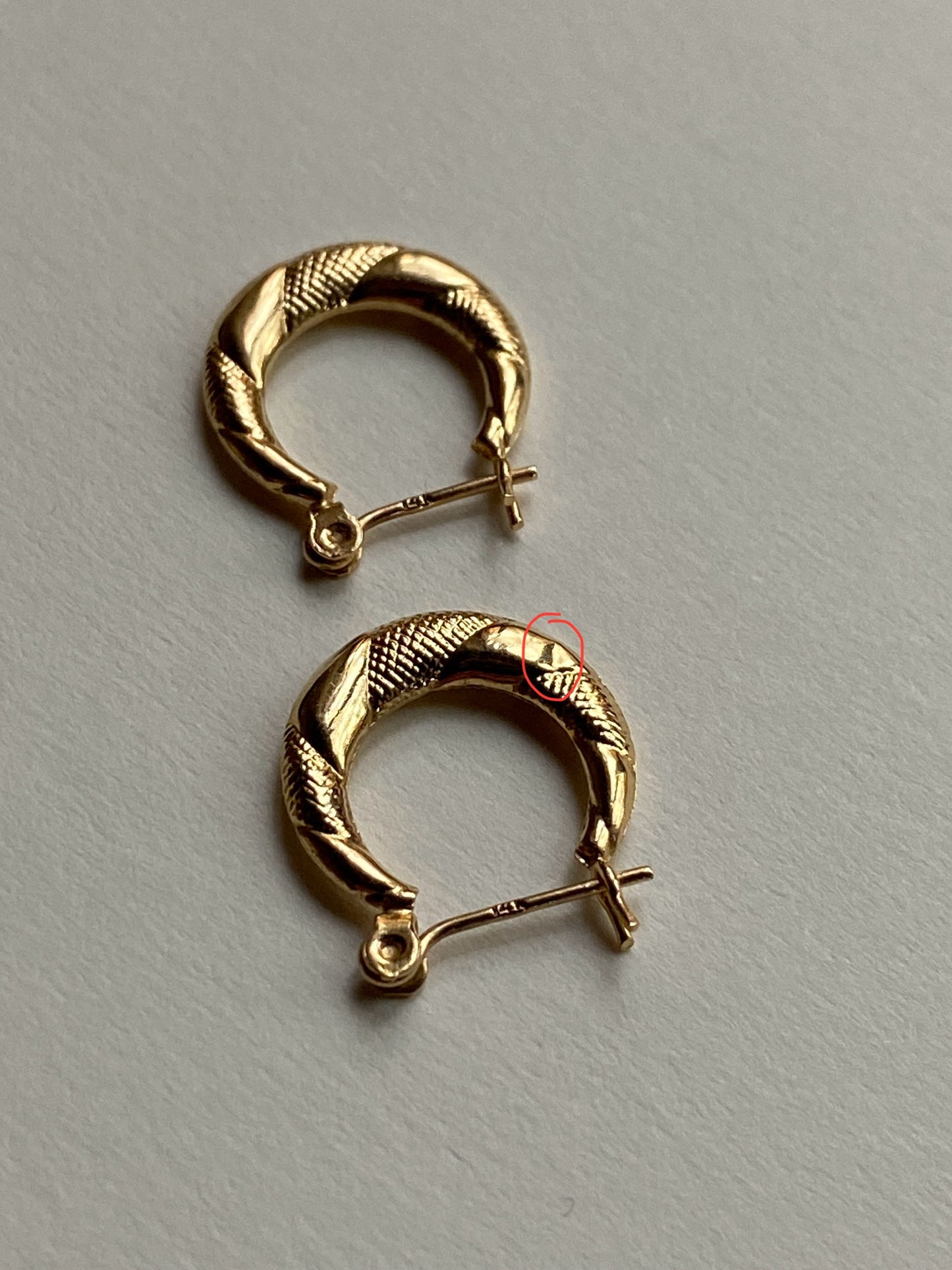Vintage 14K Solid Yellow Gold Huggie Hoops