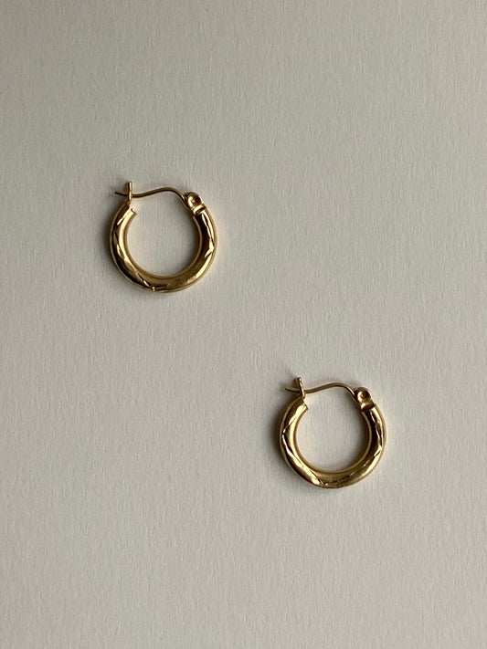 Vintage 14K Solid Yellow Gold Hoops