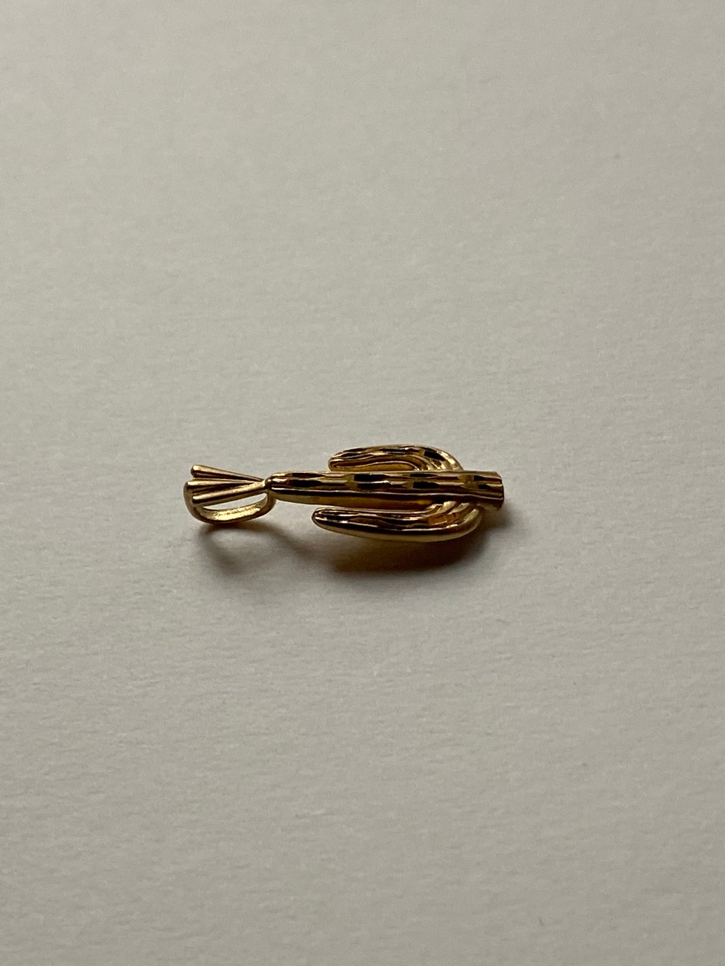 Vintage 14K Solid Yellow Gold Cactus Pendant