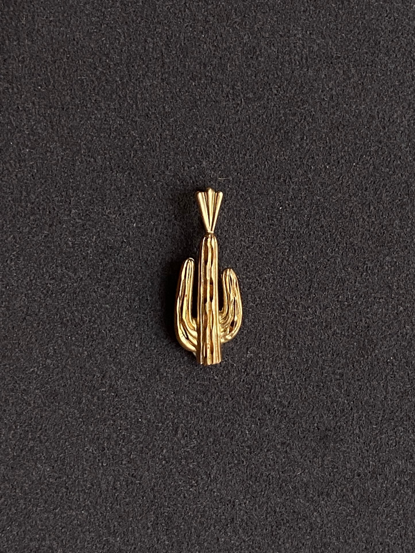 Vintage 14K Solid Yellow Gold Cactus Pendant