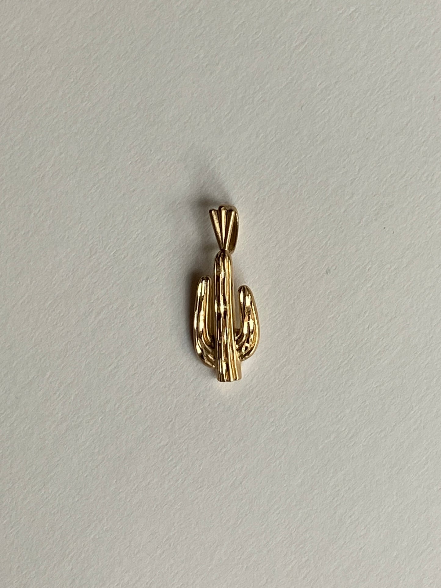 Vintage 14K Solid Yellow Gold Cactus Pendant