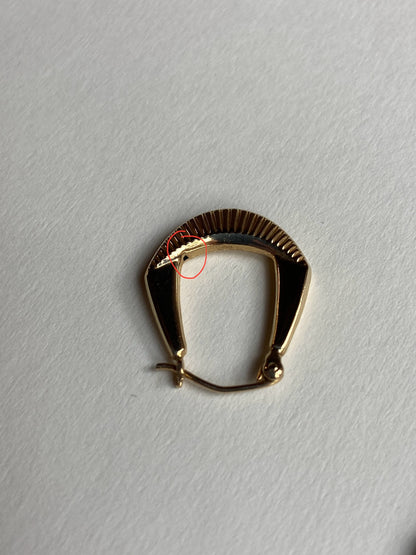 Vintage 14K Solid Yellow Gold Ribbed Hoops