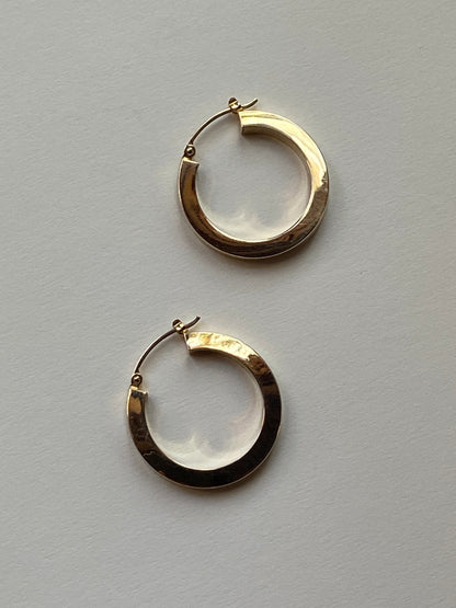 Vintage 14K Solid Yellow Gold Polished Hoops
