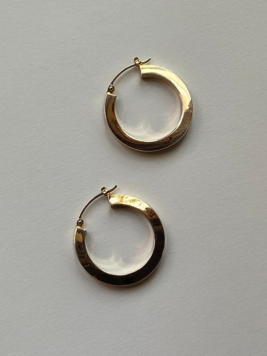 Vintage 14K Solid Yellow Gold Polished Hoops