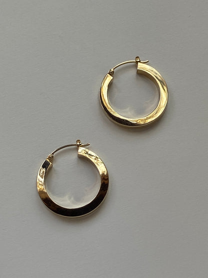 Vintage 14K Solid Yellow Gold Polished Hoops