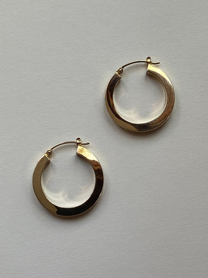 Vintage 14K Solid Yellow Gold Polished Hoops