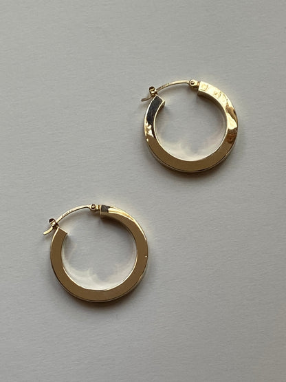 Vintage 14K Solid Yellow Gold Polished Hoops