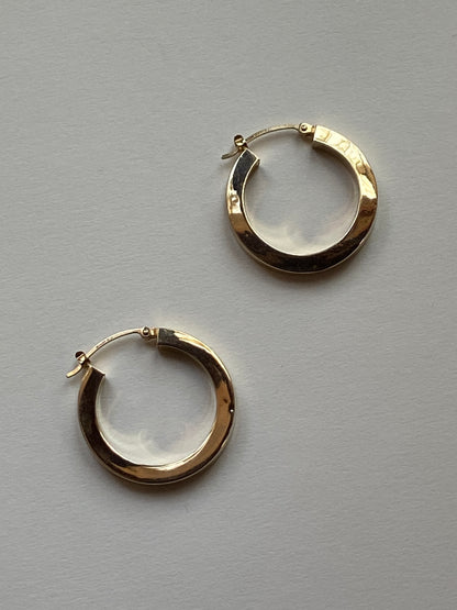 Vintage 14K Solid Yellow Gold Polished Hoops