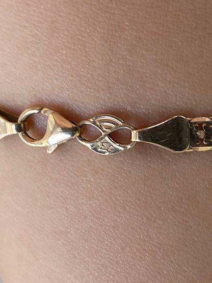 VINTAGE 14K GOLD FLAT CHAIN BRACELET, 7 11/16"