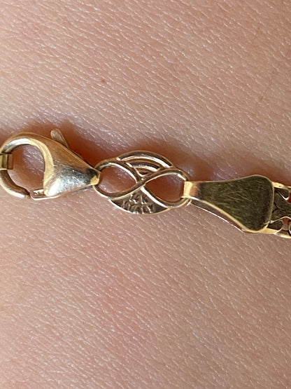 VINTAGE 14K GOLD FLAT CHAIN BRACELET, 7 11/16"