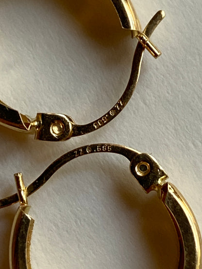 Estate 14K Solid Yellow Gold Hoop Earrings