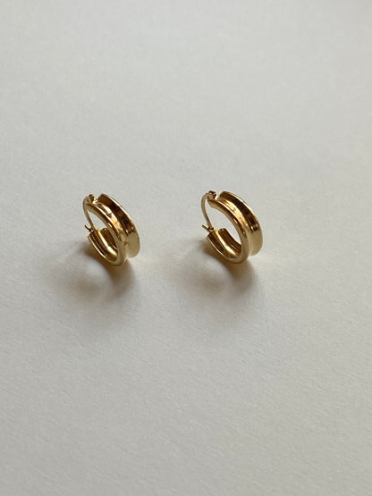 Estate 14K Solid Yellow Gold Hoop Earrings