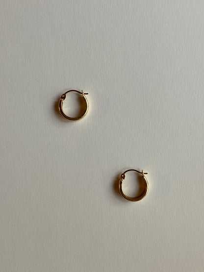 Estate 14K Solid Yellow Gold Hoop Earrings