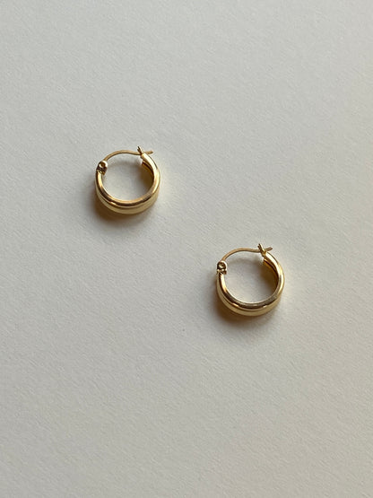 Estate 14K Solid Yellow Gold Hoop Earrings