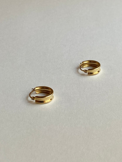Estate 14K Solid Yellow Gold Hoop Earrings