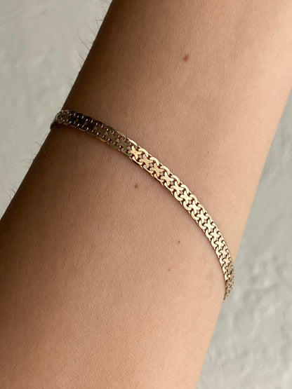 VINTAGE 14K GOLD FLAT CHAIN BRACELET, 7 11/16"