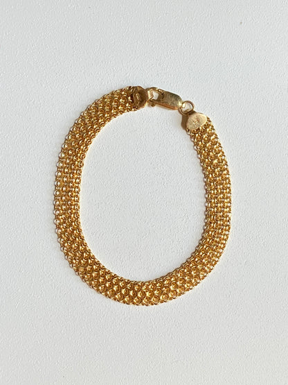 VINTAGE 14K GOLD BISMARCK BRACELET, 7 7/8" x 8 MM