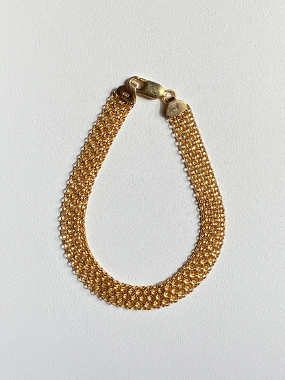 VINTAGE 14K GOLD BISMARCK BRACELET, 7 7/8" x 8 MM