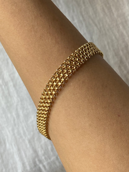 VINTAGE 14K GOLD BISMARCK BRACELET, 7 7/8" x 8 MM