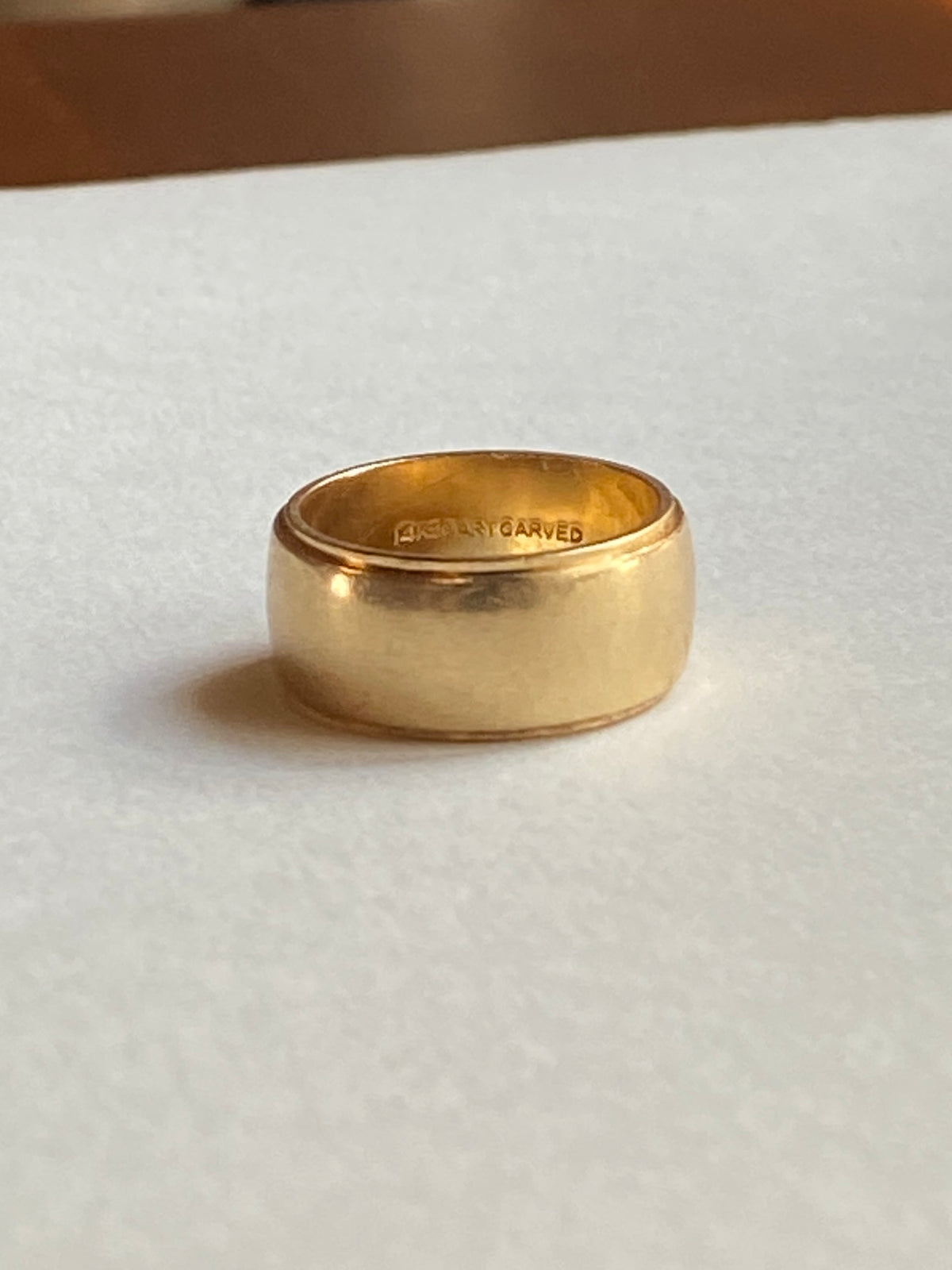 Vintage 14K Solid Yellow Gold Cigar Band, Size 5.5