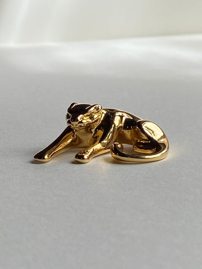 Vintage 14K Solid Yellow Gold Panther Pendant