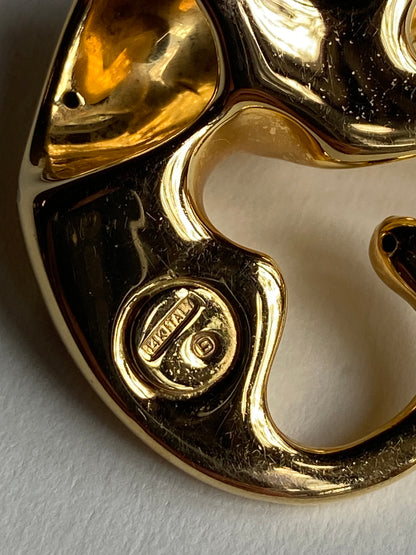 Vintage 14K Solid Yellow Gold Panther Pendant