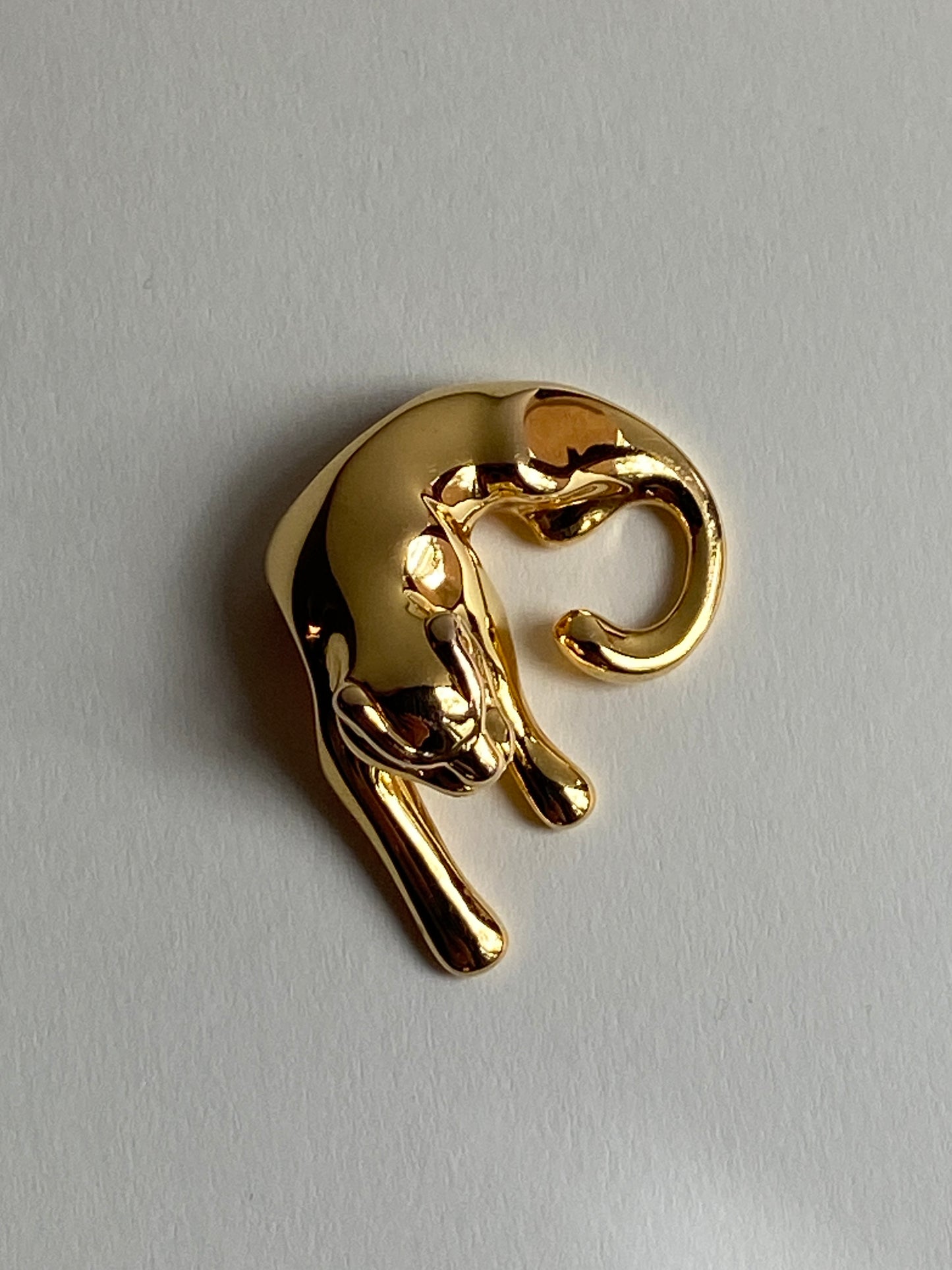 Vintage 14K Solid Yellow Gold Panther Pendant